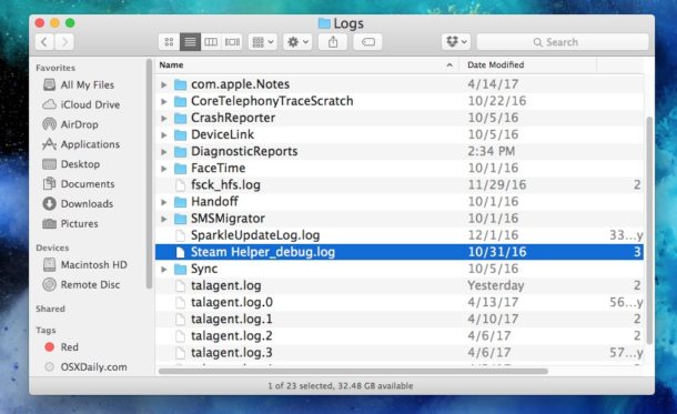 log file cleaner mac